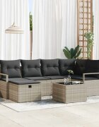 vidaXL Комплект дивани 7 бр. 6-Брой места Светлосиво полиратан