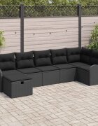 vidaXL Комплект дивани 7 бр. 7-Брой места Черно полиратан