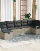 vidaXL Комплект дивани 7 бр. 7-Брой места Светлосиво полиратан