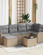 vidaXL Комплект дивани 7 бр. Бежов и светло сив полиратан