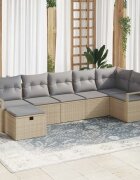 vidaXL Комплект дивани 7 бр. Бежов и Светло Сив полиратан