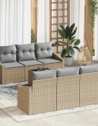 vidaXL Комплект дивани 7 бр. Бежово и сиво полиратан
