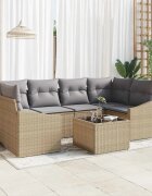 vidaXL Комплект дивани 7 бр. Бежово и сиво полиратан