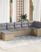 vidaXL Комплект дивани 7 бр. Бежово полиратан