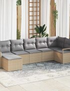 vidaXL Комплект дивани 7 бр. Бежово полиратан