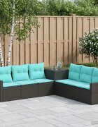 vidaXL Комплект дивани 7 бр. Черен и син 234 x 234 x 85 см