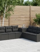 vidaXL Комплект дивани 7 бр. Черно 123 x 62 x 69 см