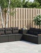 vidaXL Комплект дивани 7 бр. Черно 123 x 62 x 69 см