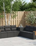 vidaXL Комплект дивани 7 бр. Черно 123 x 62 x 69 см