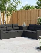 vidaXL Комплект дивани 7 бр. Черно 55 x 55 x 69 см Полиротан и стомана