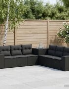 vidaXL Комплект дивани 7 бр. Черно 55 x 55 x 69 см Полиротан и стомана