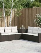 vidaXL Комплект дивани 7 бр. Черно и кремаво бяло 234 x 234 x 85 см