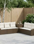 vidaXL Комплект дивани 7 бр. Кафяв и кремаво бял 123 x 62 x 69 см
