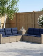 vidaXL Комплект дивани 7 бр. Сив и тъмен син 234 x 234 x 85 см