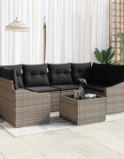 vidaXL Комплект дивани 7 бр. Сив полиратан