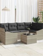 vidaXL Комплект дивани 7 бр. Светло сиво и тъмно сиво полиратан