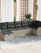 vidaXL Комплект дивани 7 бр. Светлосиво полиратан