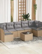 vidaXL Комплект дивани 8 бр. 7-Брой места Бежово и сиво полиратан