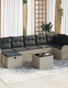 vidaXL Комплект дивани 8 бр. 7-Брой места Светлосиво полиратан