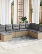 vidaXL Комплект дивани 8 бр. Бежово полиратан