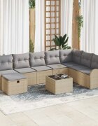vidaXL Комплект дивани 9 бр. 8-Брой места Бежов и Светло Сив полиратан