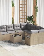 vidaXL Комплект дивани 9 бр. 8-Брой места Бежово и сиво Полиротанг