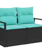 vidaXL Комплект дивани 9 бр. 8-Брой места Черен и Туркоаз полиратан