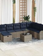 vidaXL Комплект дивани 9 бр. 8-Брой места Сив и тъмносин полиратан