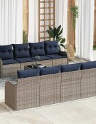 vidaXL Комплект дивани 9 бр. 8-Брой места Сив полиратан