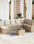 vidaXL Комплект дивани 9 бр. Бежов и бял полиратан