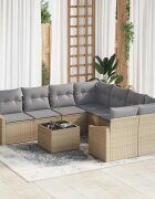 vidaXL Комплект дивани 9 бр. Бежово и сиво полиратан