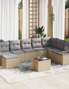 vidaXL Комплект дивани 9 бр. Бежово полиратан