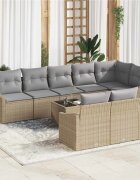 vidaXL Комплект дивани 9 бр. Бежово полиратан