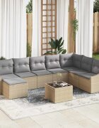 vidaXL Комплект дивани 9 бр. Бежово полиратан