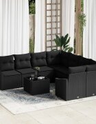 vidaXL Комплект дивани 9 бр. Черно 2335 x 234 x 85 см полиратан