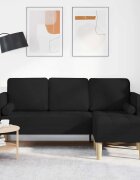 vidaXL Комплект дивани Черно 173 x 131 x 67 см Полиестер