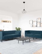 vidaXL Комплект дивани Честърфийлд 2 части с възглавници син кадифе