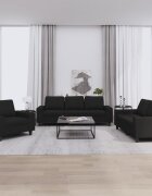 vidaXL Комплект дивани от 3 части черен плат