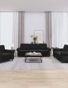 vidaXL Комплект дивани от 3 части с възглавници черен кадифе