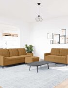 vidaXL Комплект дивани от 3 части с възглавници кафяв кадифе