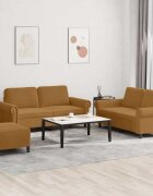 vidaXL Комплект дивани от 3 части с възглавници кафяв кадифе
