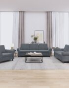 vidaXL Комплект дивани от 3 части с възглавници тъмносив кадифе