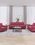 vidaXL Комплект дивани от 3 части с възглавници виненочервен кадифе