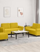 vidaXL Комплект дивани от 3 части с възглавници жълт кадифе