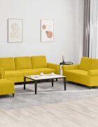 vidaXL Комплект дивани от 3 части с възглавници жълт кадифе