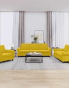 vidaXL Комплект дивани от 3 части с възглавници жълт кадифе