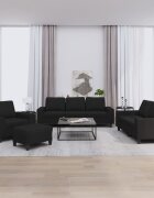 vidaXL Комплект дивани от 4 части черен плат