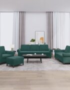 vidaXL Комплект дивани от 4 части с възглавници тъмнозелен кадифе