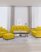 vidaXL Комплект дивани от 4 части с възглавници жълт кадифе