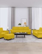 vidaXL Комплект дивани от 4 части с възглавници жълт кадифе